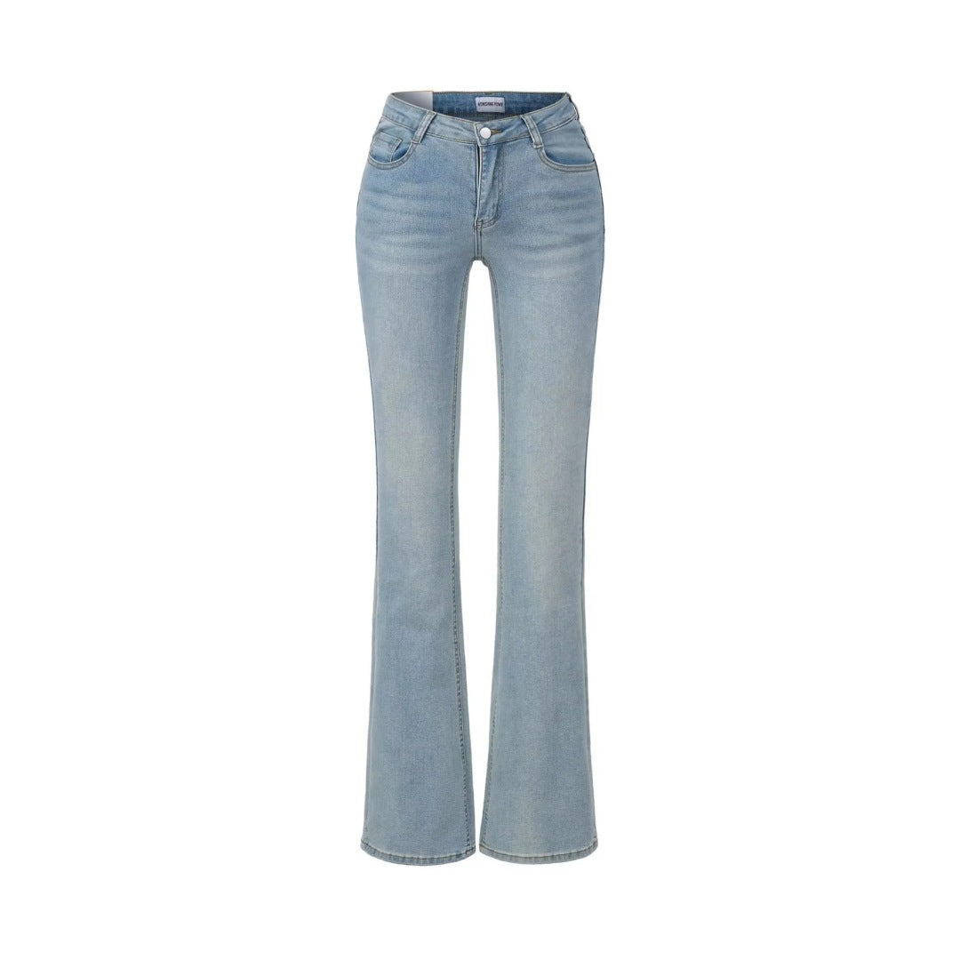 Womens Low Waist Flared Denim Pants