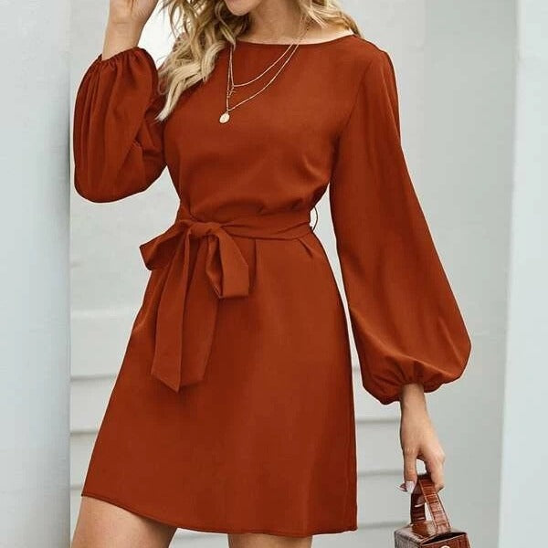 Robe en maille unie mi-longue pour femmes