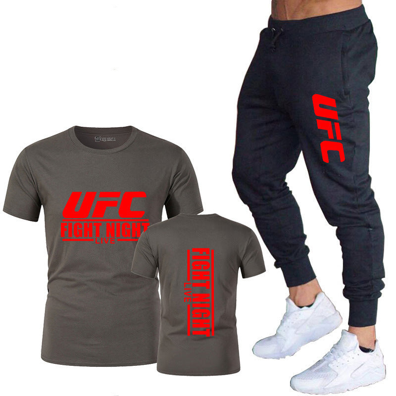 Ensemble de vêtements de sport pour hommes comprenant un t-shirt en coton et un pantalon