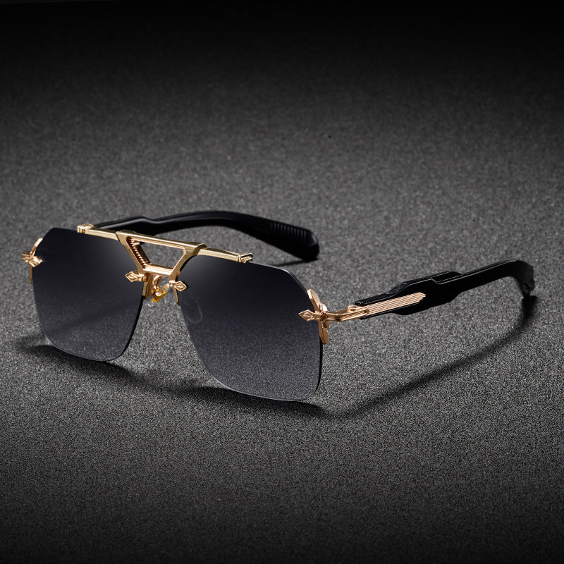 Lunettes de soleil à double faisceau métallique, grande monture, protection UV