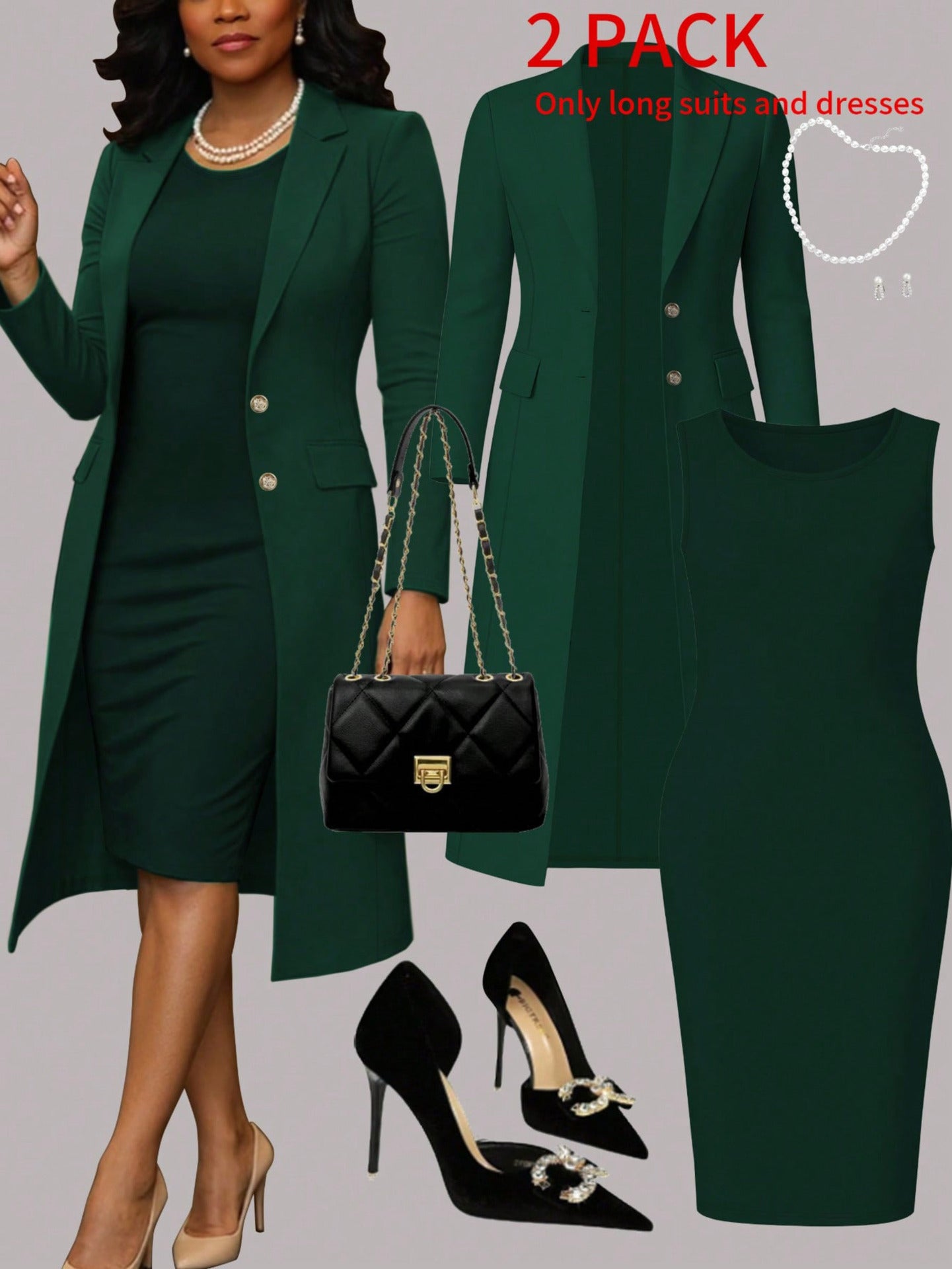Ensemble pour femmes : costume à manches longues et robe sans manches