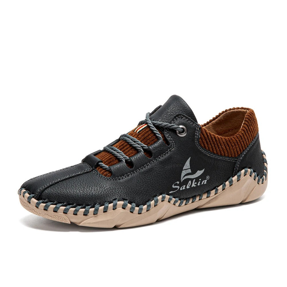 Chaussures décontractées en cuir à lacets pour hommes