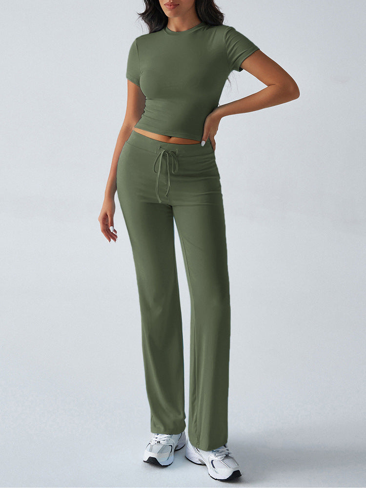 Ensemble pour femme décontracté avec pantalon et manches courtes