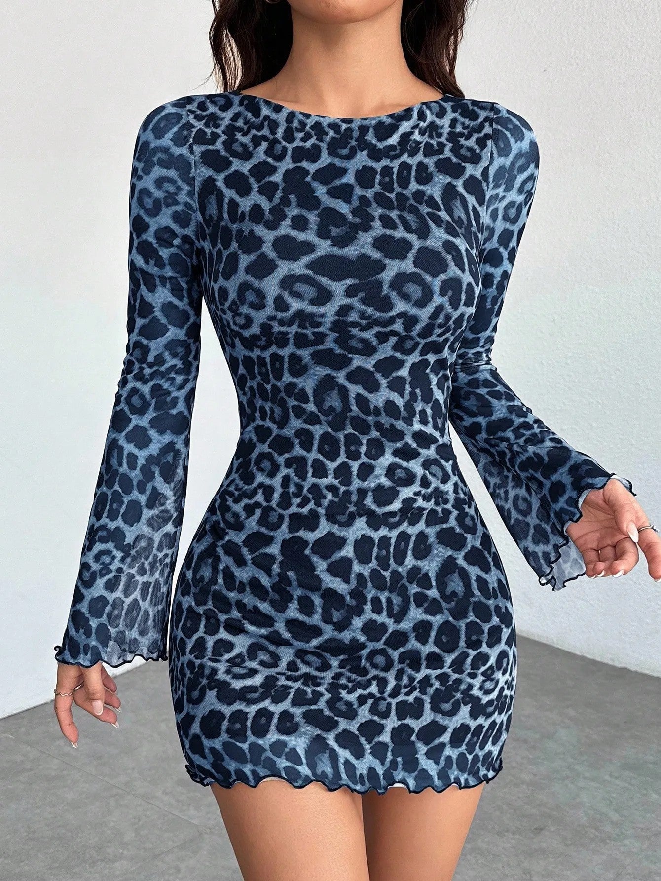 Robe Femme en Mesh avec Imprimé Léopard