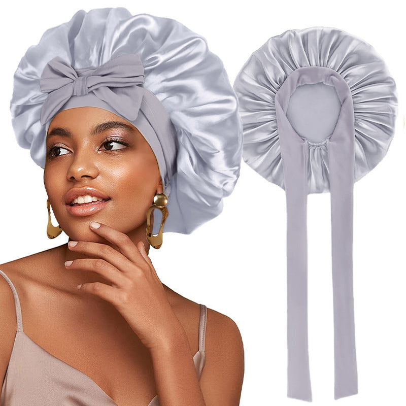 Bonnet de nuit en satin avec ruban élastique