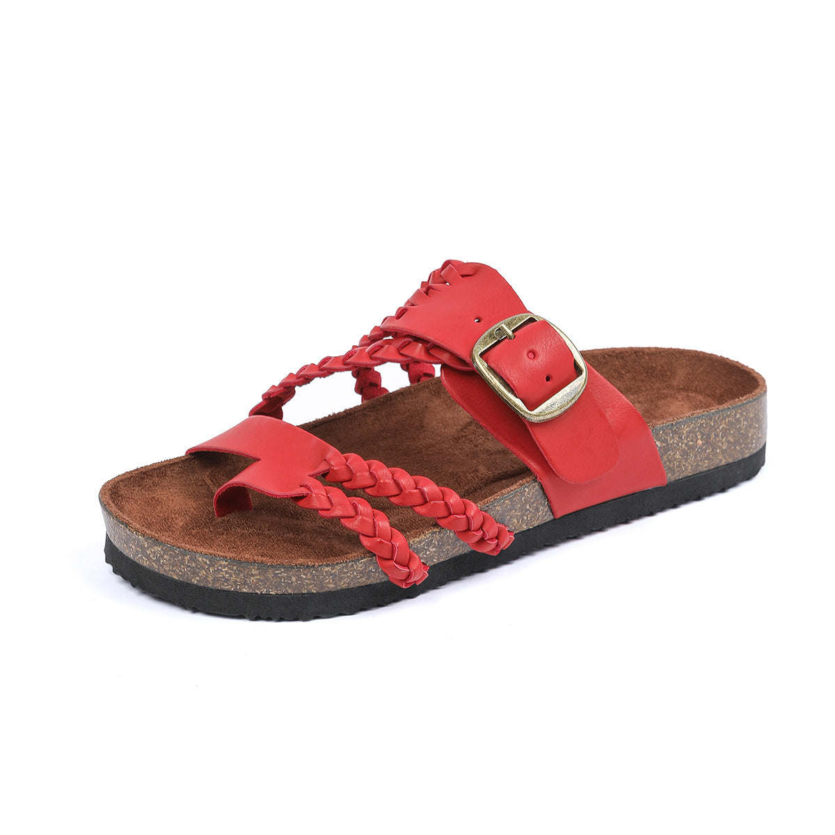 Sandales tissées à boucle réglable avec semelles en daim