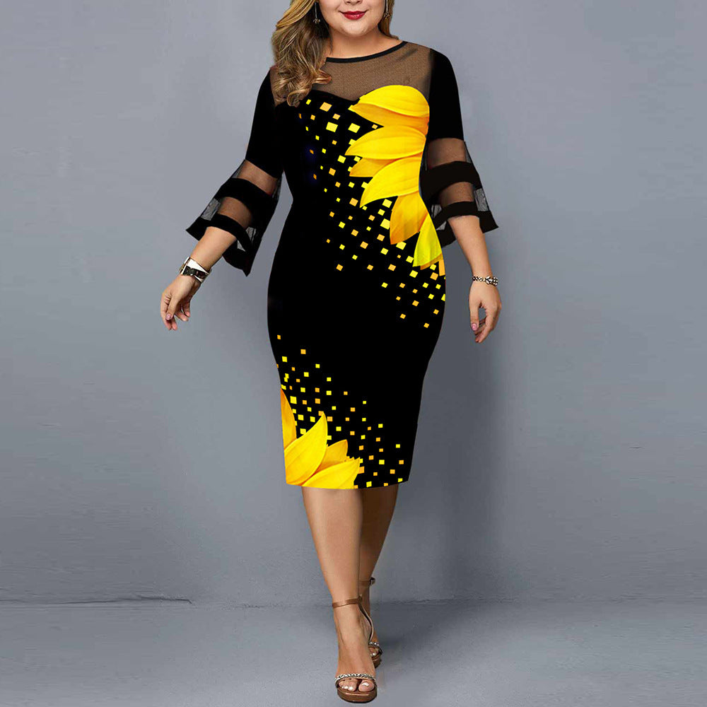 Robe patchwork grande taille amincissante