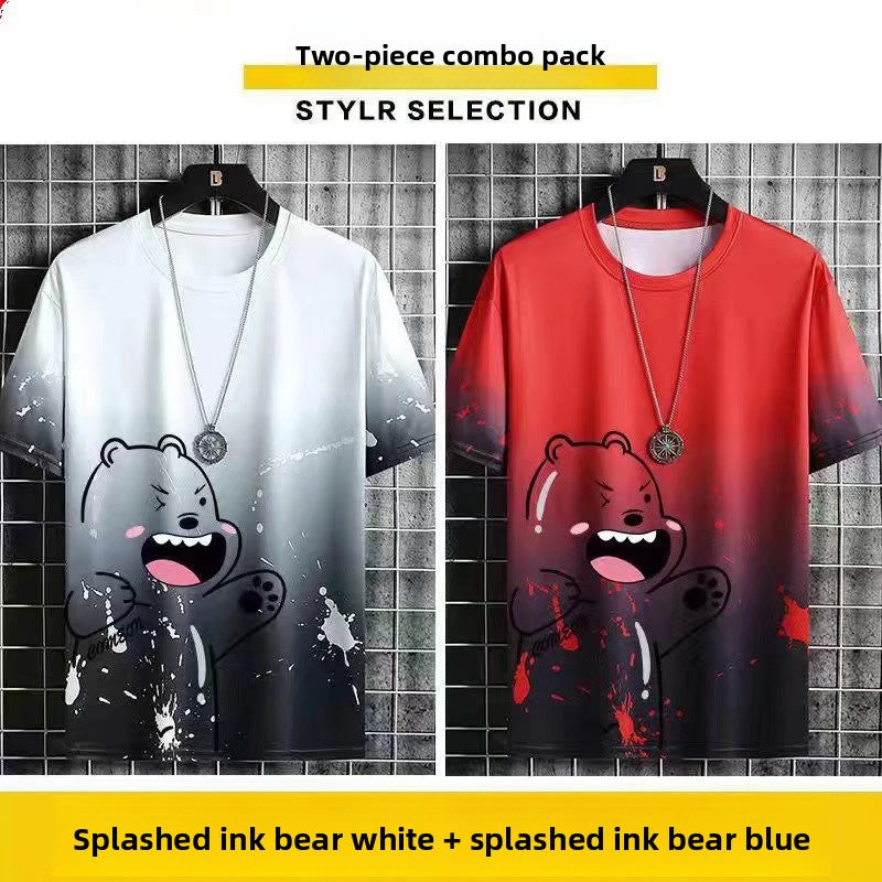 T-shirt à manches courtes en soie glacée pour hommes