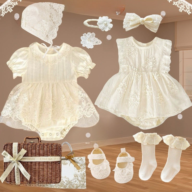 Ensemble robe en dentelle pour bébé fille avec accessoires