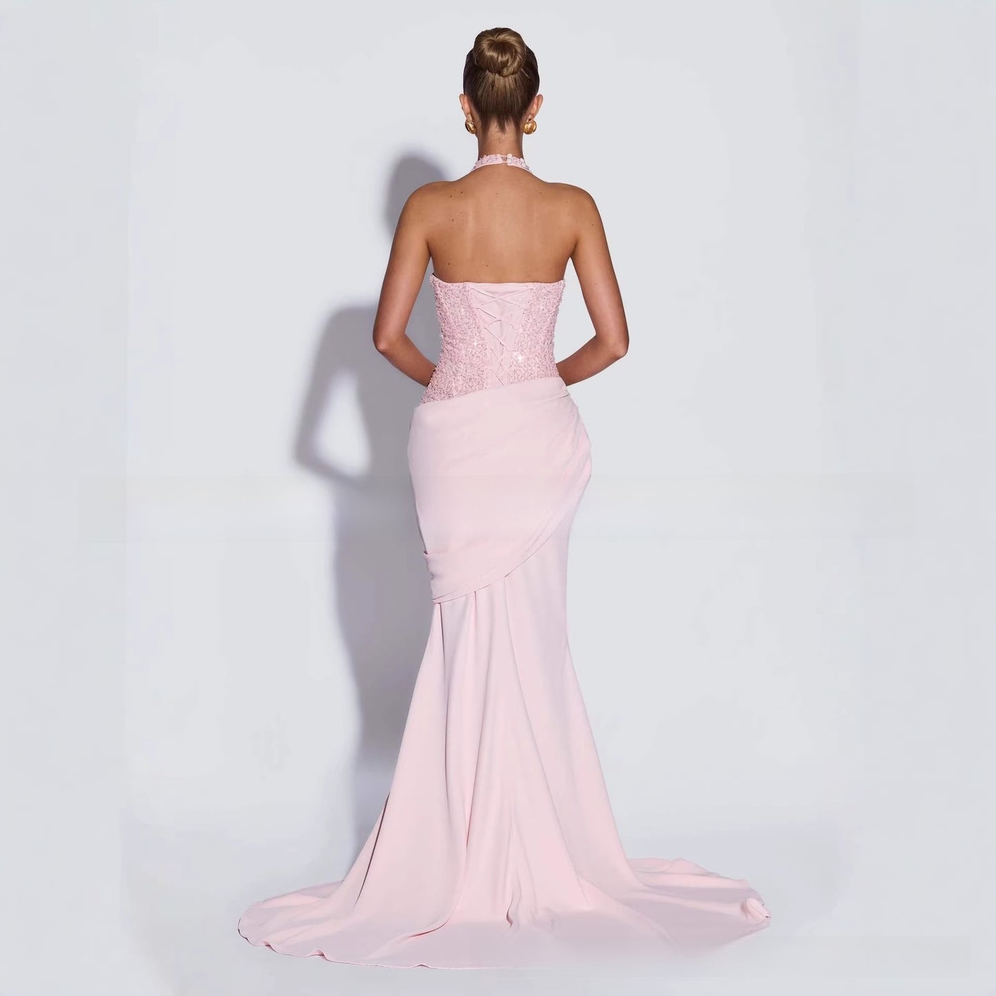 Robe de soirée sirène à col halter pour femmes