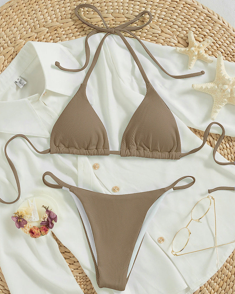 Maillot de bain bikini à lacets pour femmes