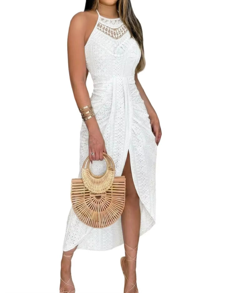 Robe pour femmes à col halter avec ourlet irrégulier