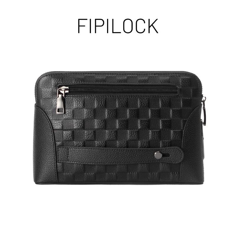 Pochette en cuir véritable avec fermoir empreinte digitale