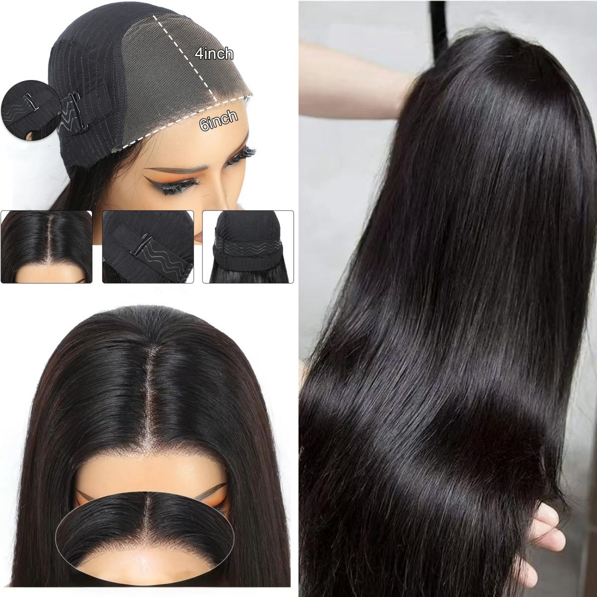 Perruque longue en cheveux humains lisses