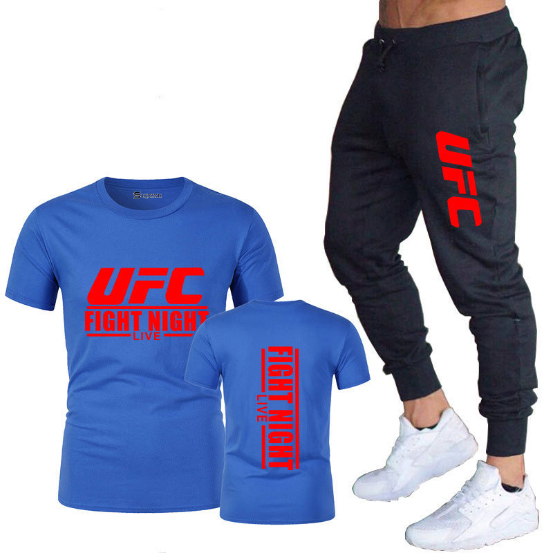 Ensemble de vêtements de sport pour hommes comprenant un t-shirt en coton et un pantalon