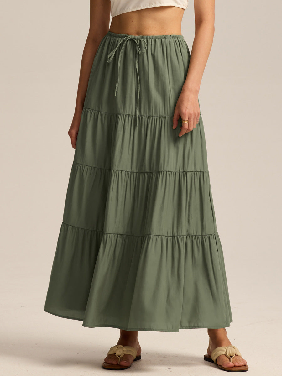 Jupe longue taille haute pour femmes avec dos lacé