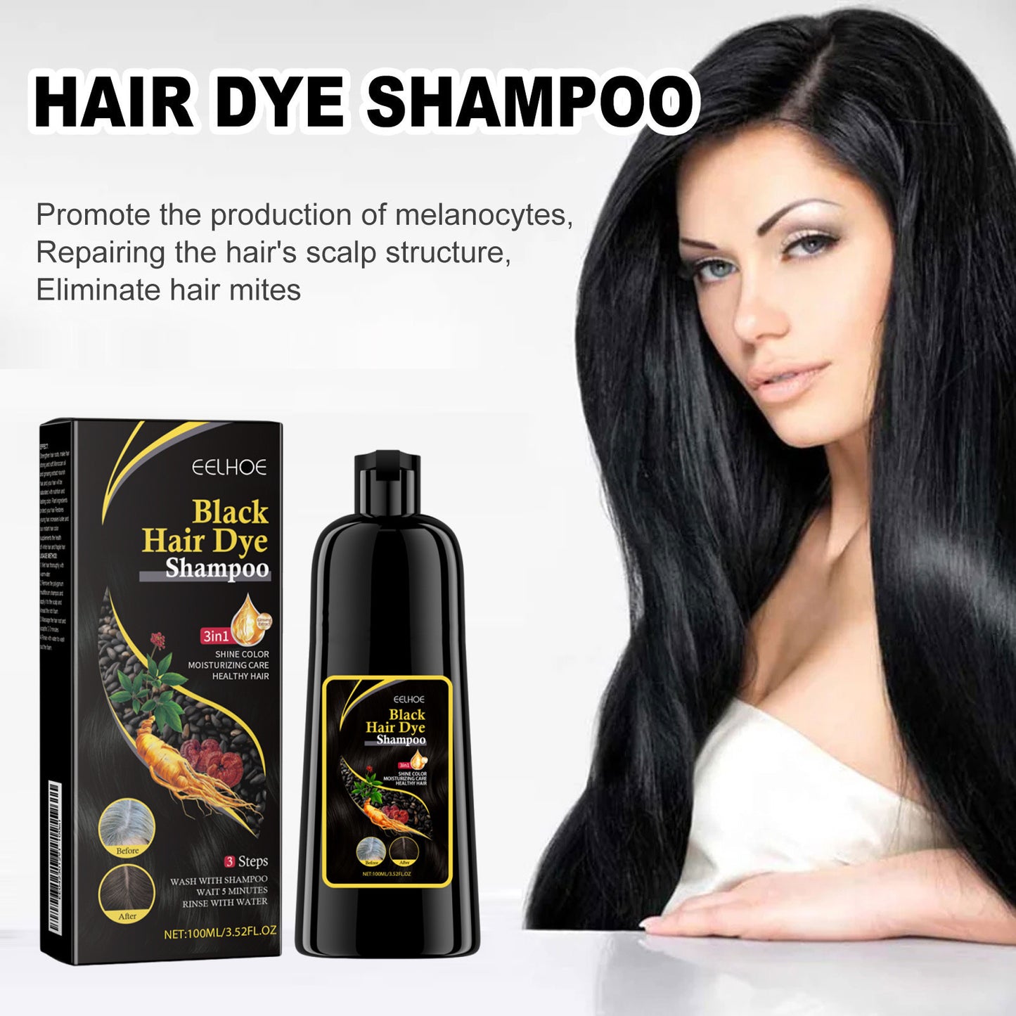 Shampooing pour cheveux noirs Eelhoe