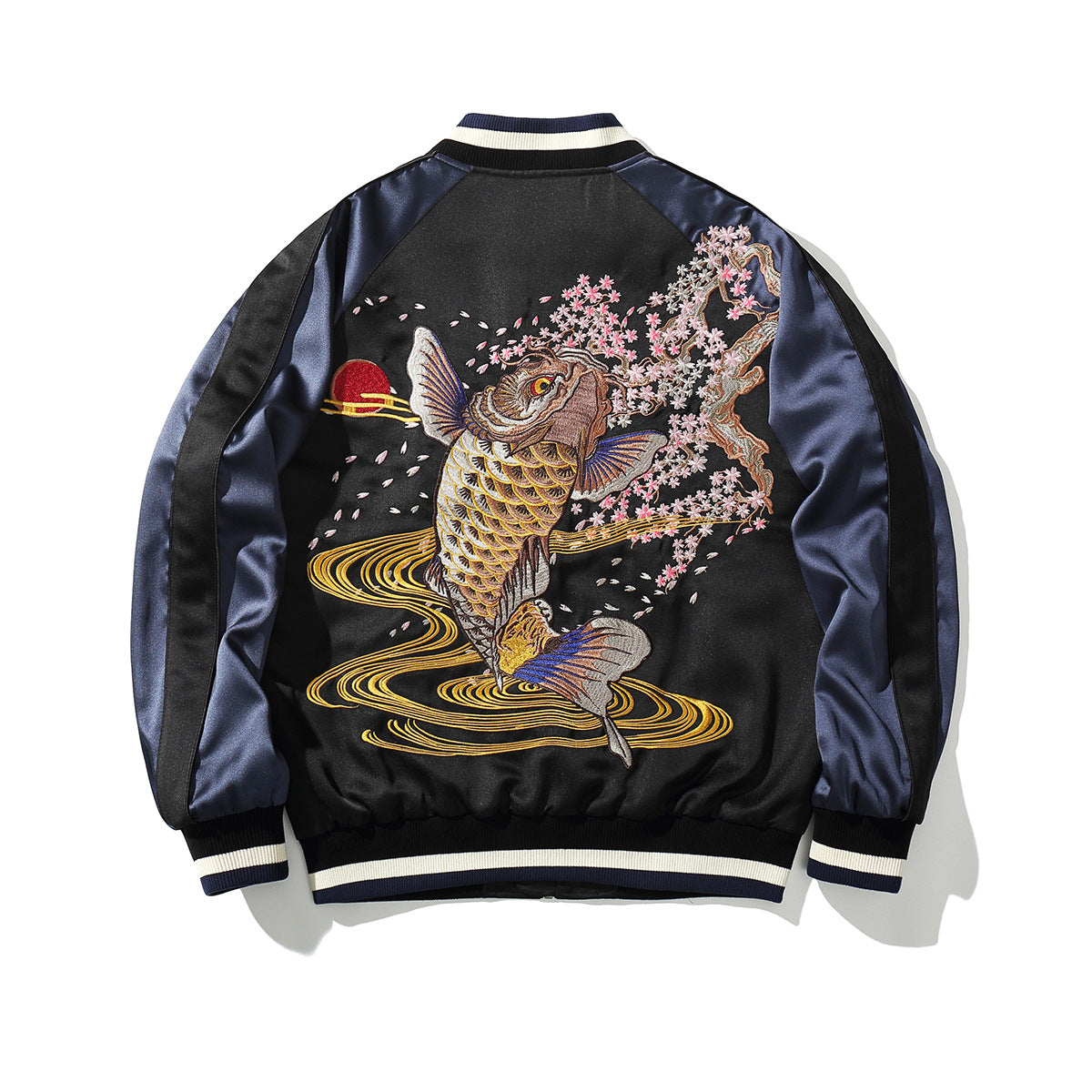 Veste à broderie de poissons Koi style chinois