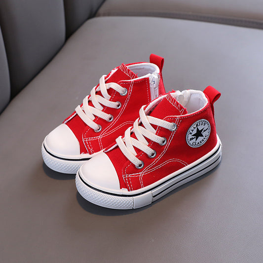 Chaussures décontractées en toile pour enfants avec fermeture éclair latérale