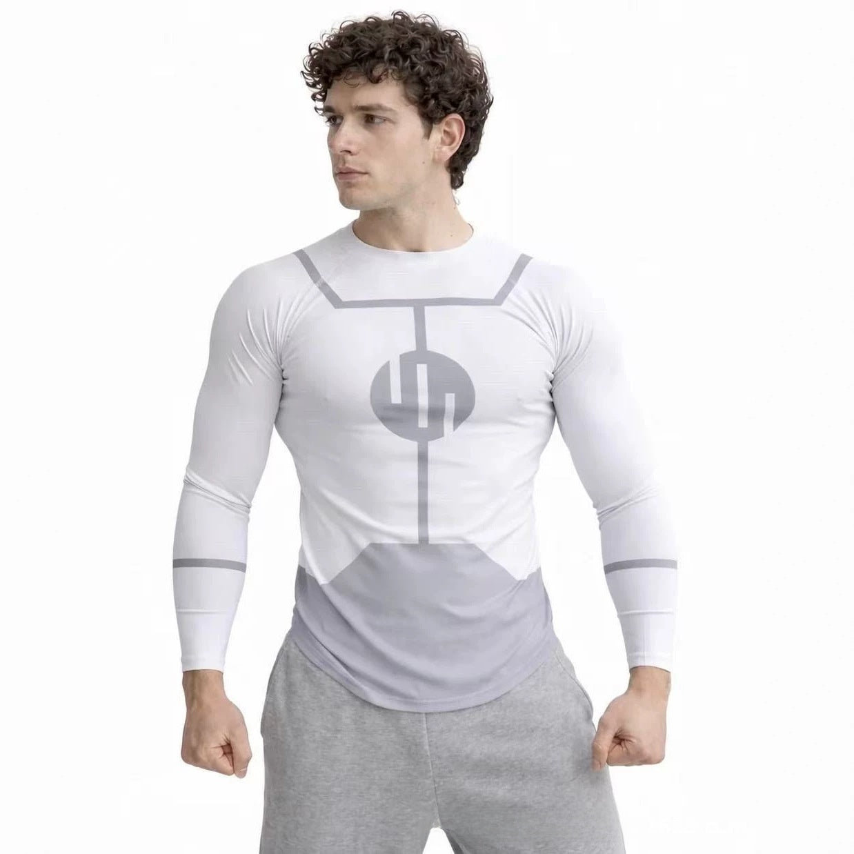 T-shirt à manches longues à séchage rapide avec imprimé géométrique