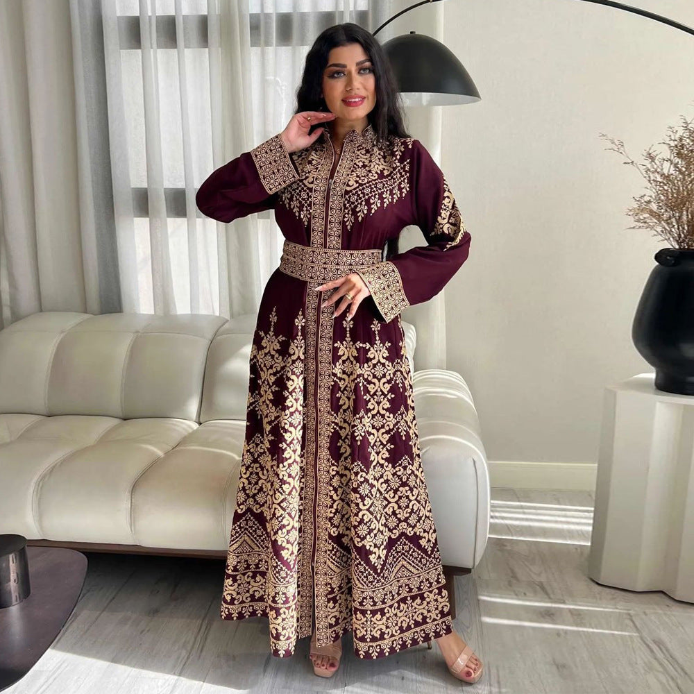 Robe longue zippée à imprimé ethnique