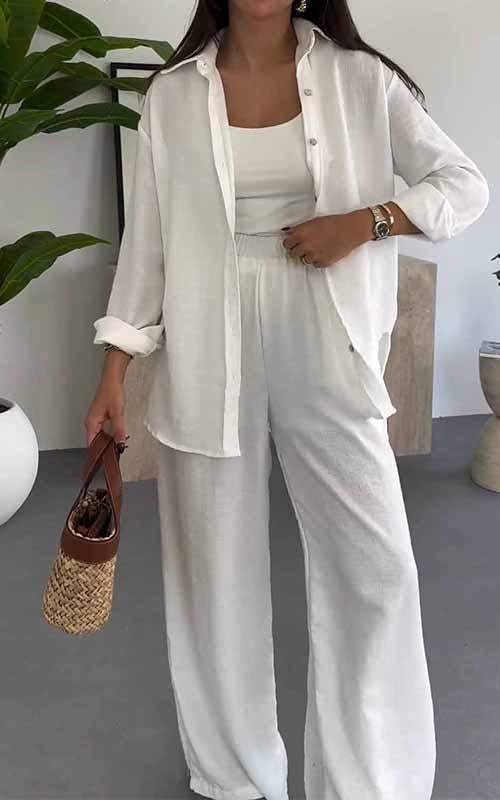 Ensemble deux pièces pour femmes avec pantalon large décontracté