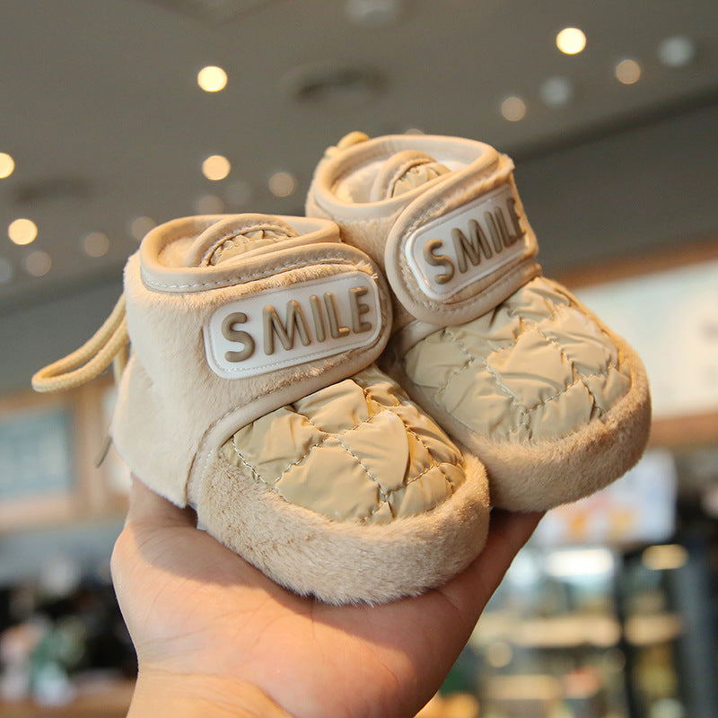 Chaussures pour bébé à semelle souple et doublure polaire