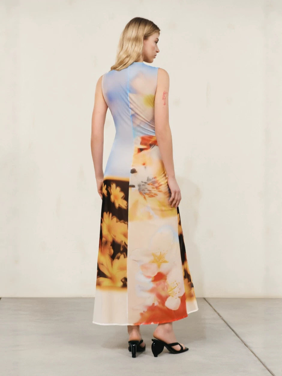 Robe moulante à imprimé dopamine d'été