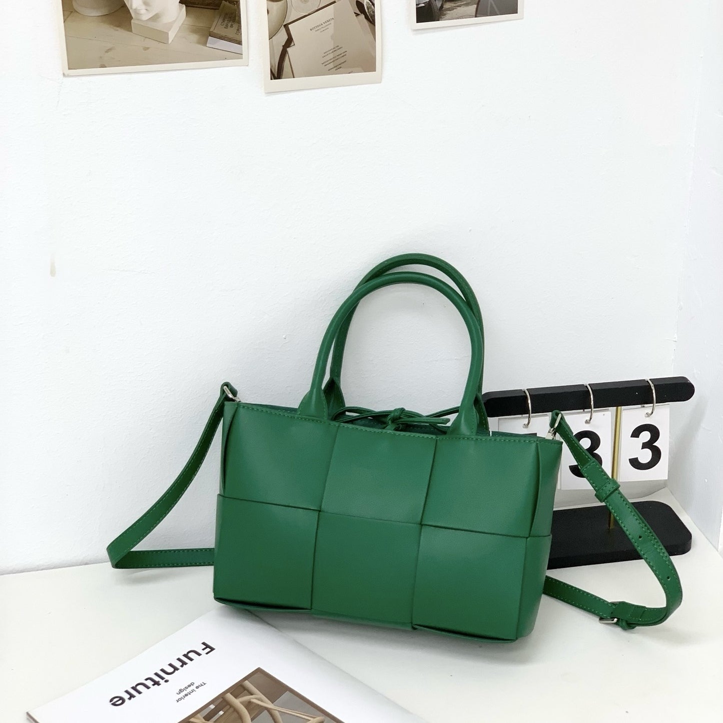 Sac cabas bandoulière en cuir véritable