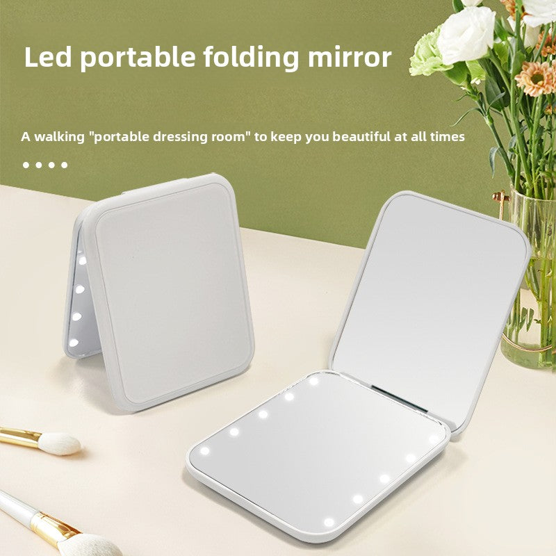 Miroir de poche pliable portable à LED avec lumiere