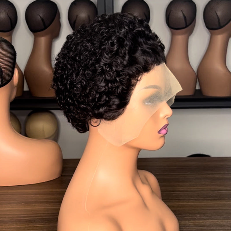 Perruque Pixie Bouclée en Cheveux Humains Brésiliens