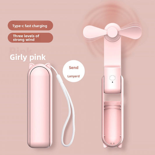 Ventilateur portable pliable a main avec power bank