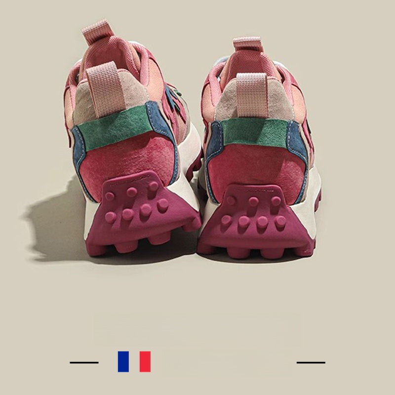 Baskets compensées roses pour femmes, chaussures décontractées
