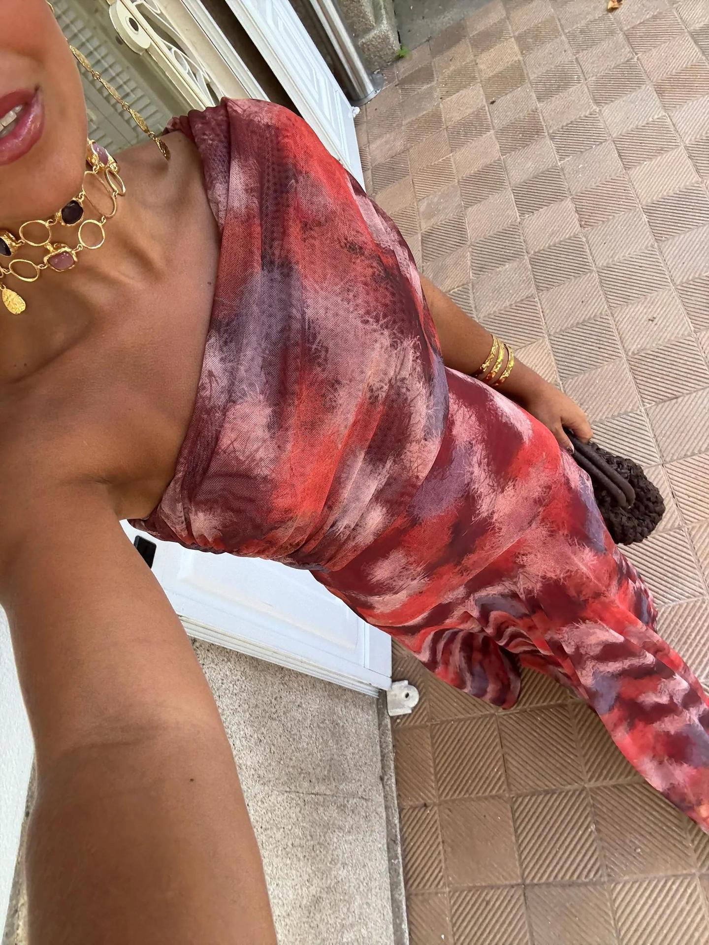 Robe trapèze en mesh imprimé