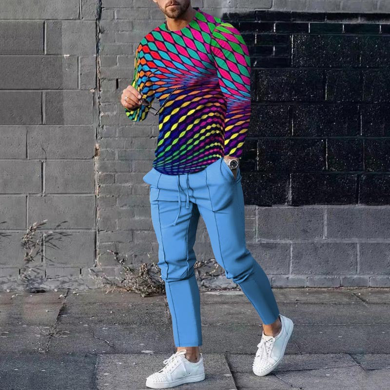 Ensemble pull et pantalon de survêtement décontracté pour homme, imprimé 3D