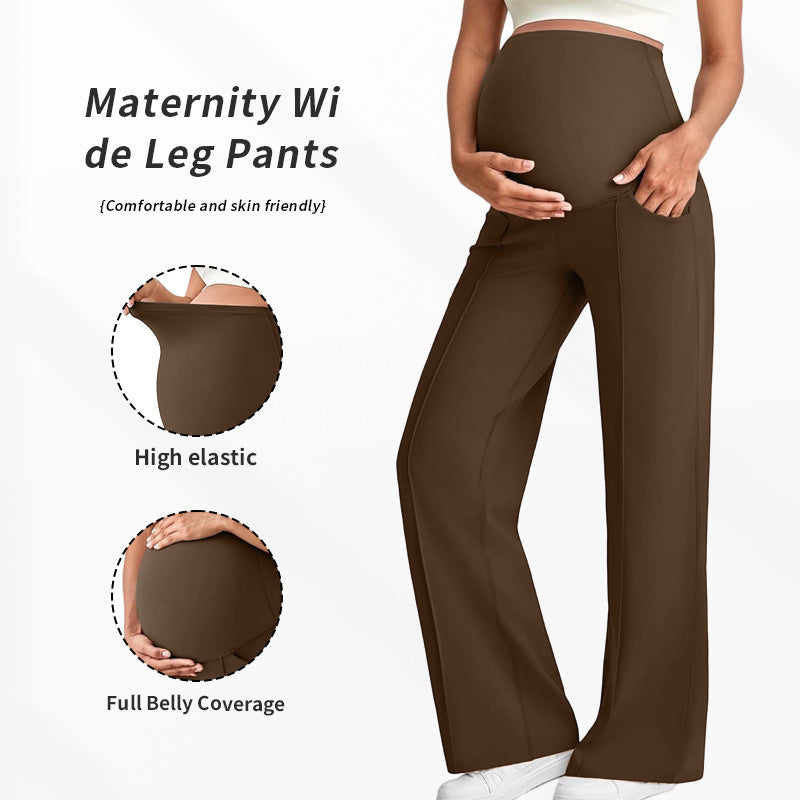 Pantalon de maternité taille haute à jambes larges