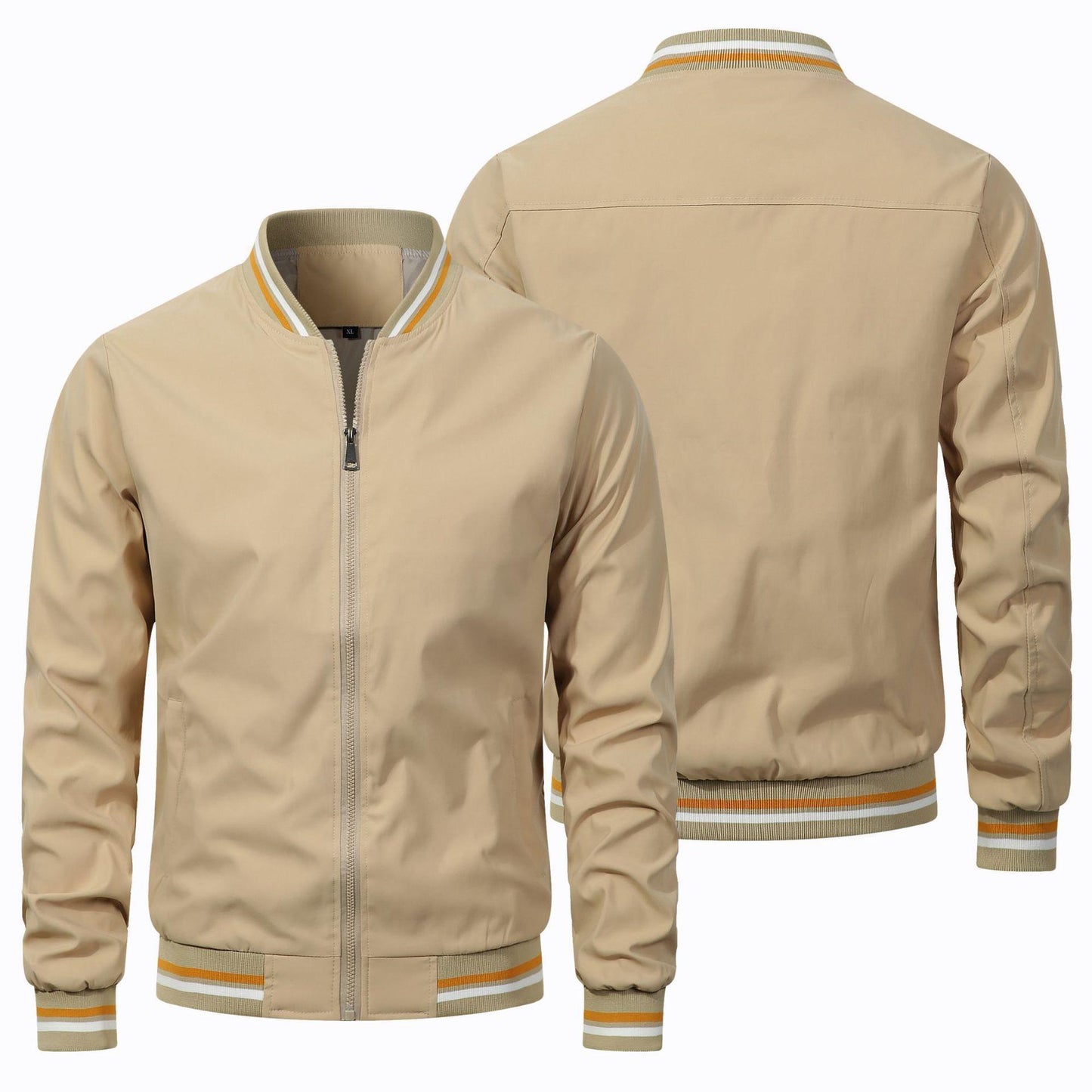 Veste décontractée pour homme à col montant et fermeture éclair