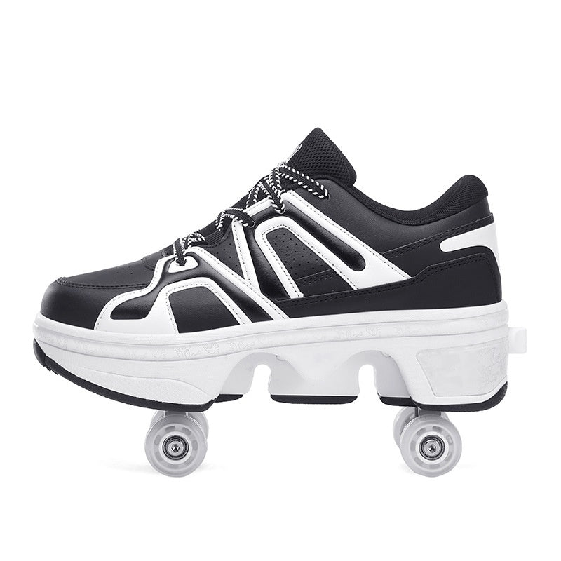 Chaussures de patin à roulettes transformables avec lumières LED