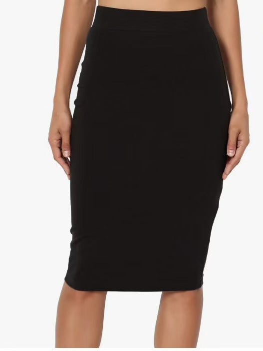 Jupe crayon taille haute à taille élastique et longueur genou