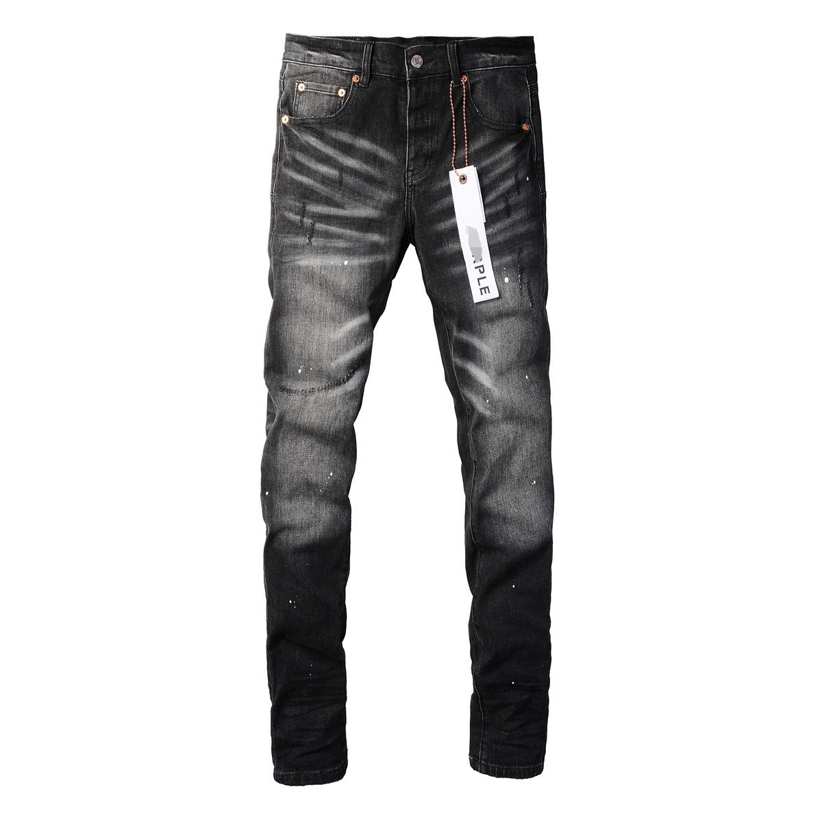 Jean en denim déchiré à patchwork coupe slim pour hommes