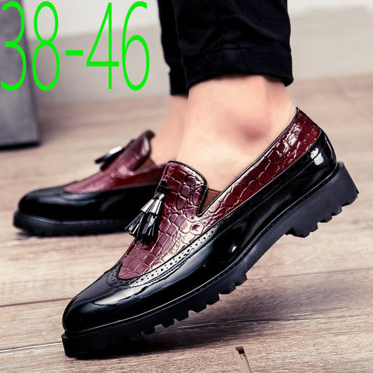 Chaussures en cuir décontractées pour hommes à enfiler avec motif brocart