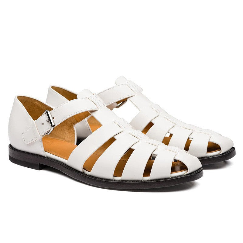 Sandales pour hommes en cuir respirant avec boucle
