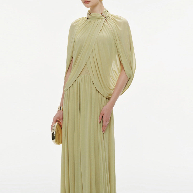 Robe longue en chiffon plissée élégante
