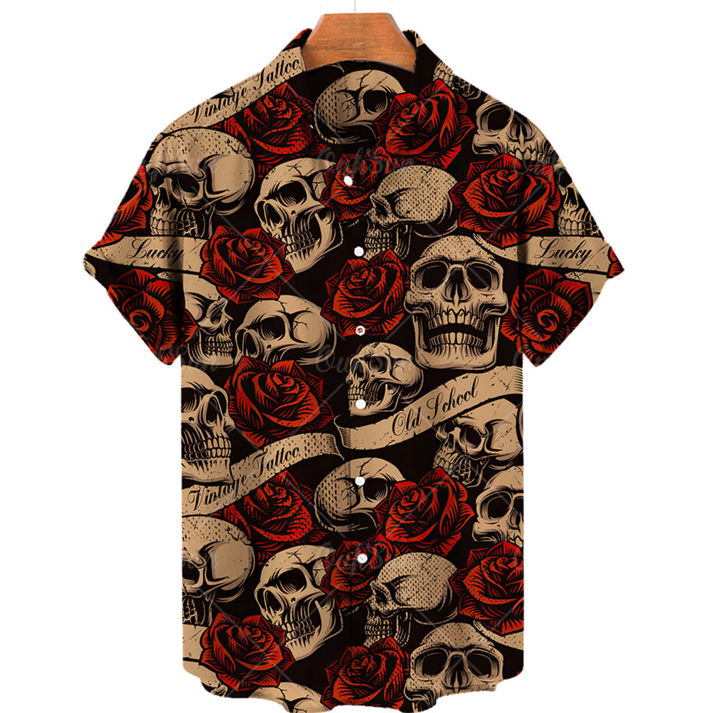 Chemise vintage pour homme à manches courtes
