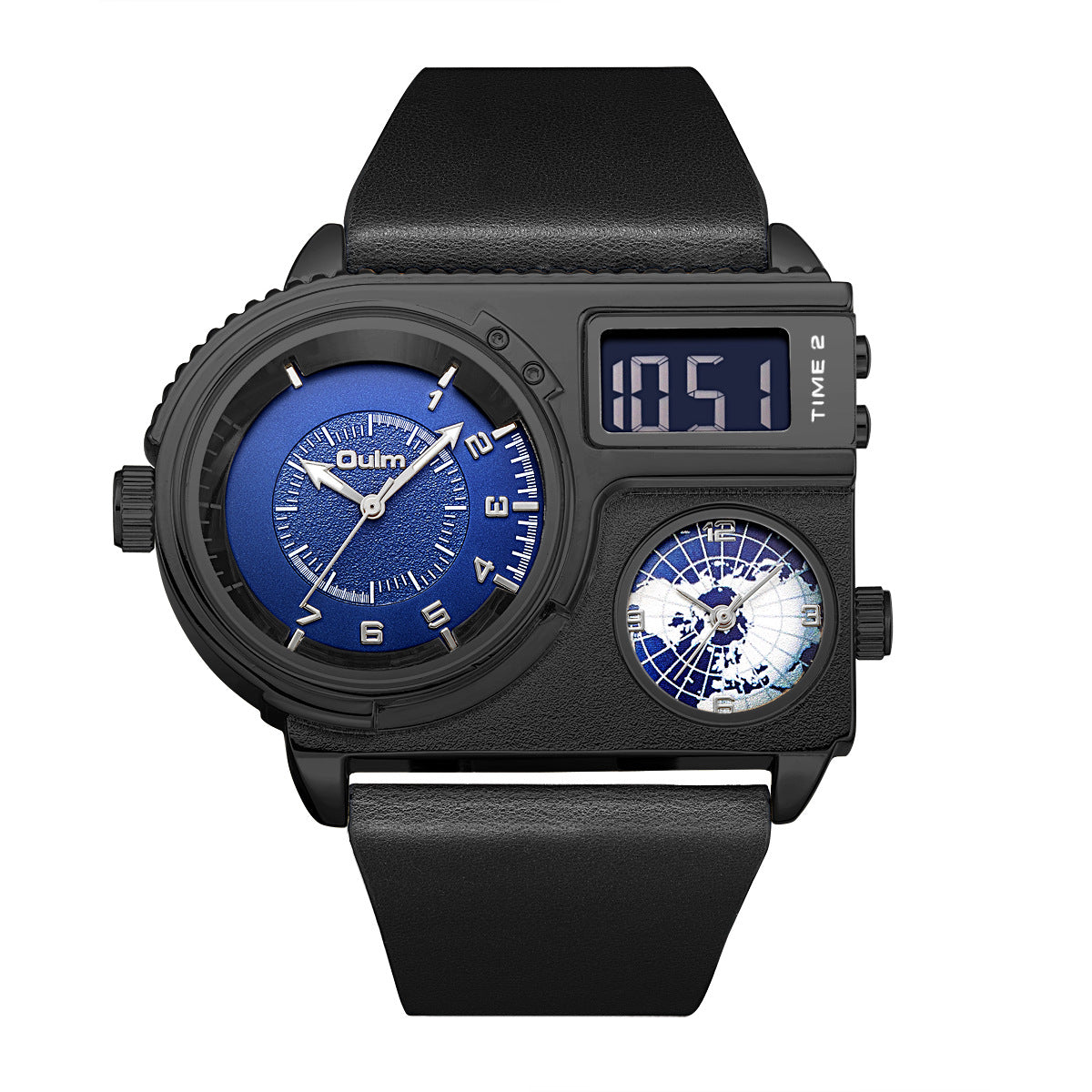 Montre quartz pour hommes à double affichage trois mouvements avec fonction lumineuse
