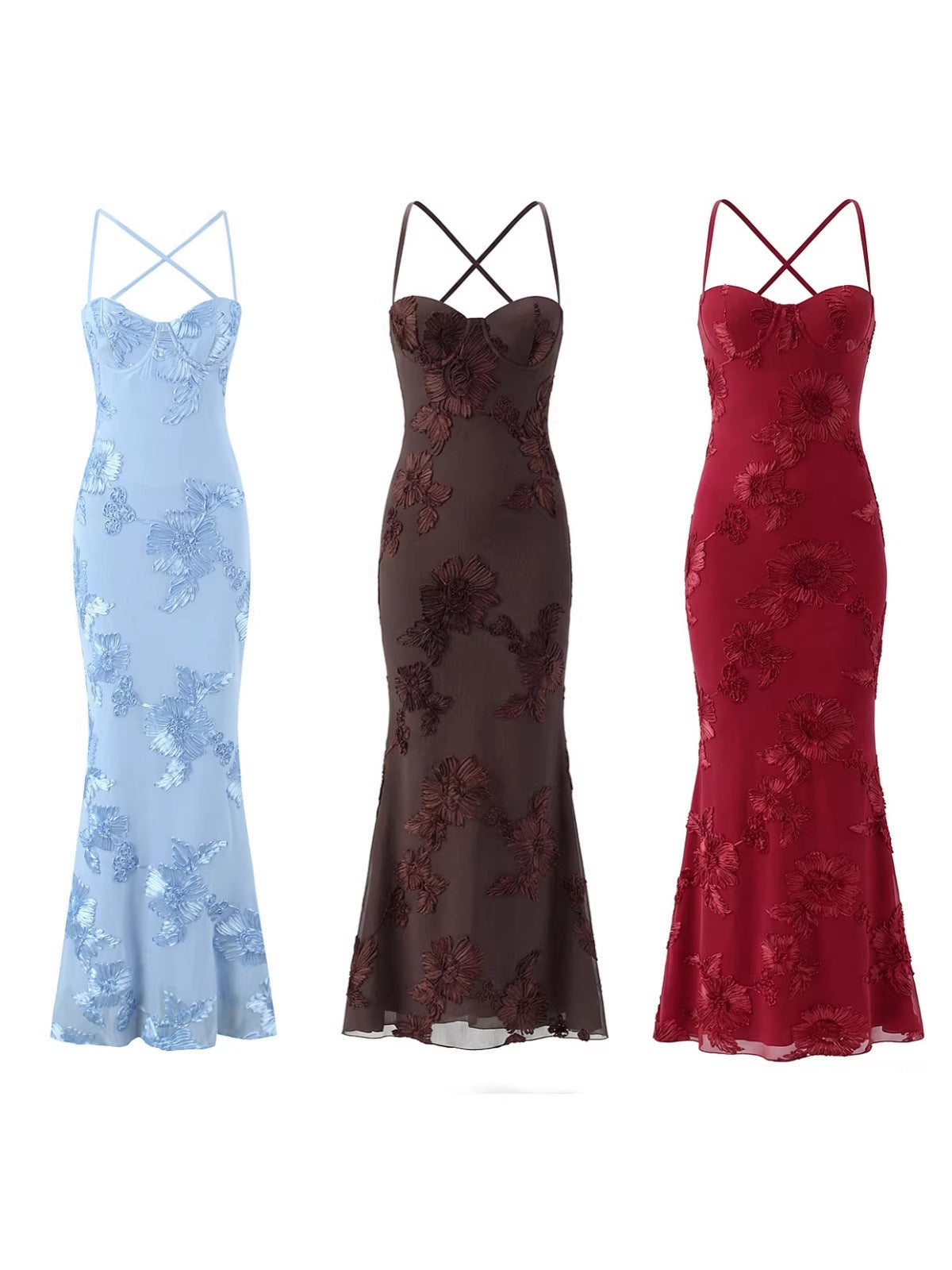 Robe de soirée élégante dos nu en jacquard