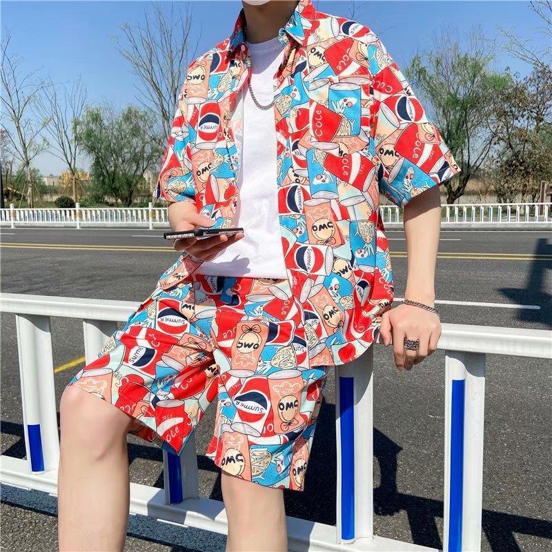 Habit :Ensemble chemise et short à fleurs hawaïennes