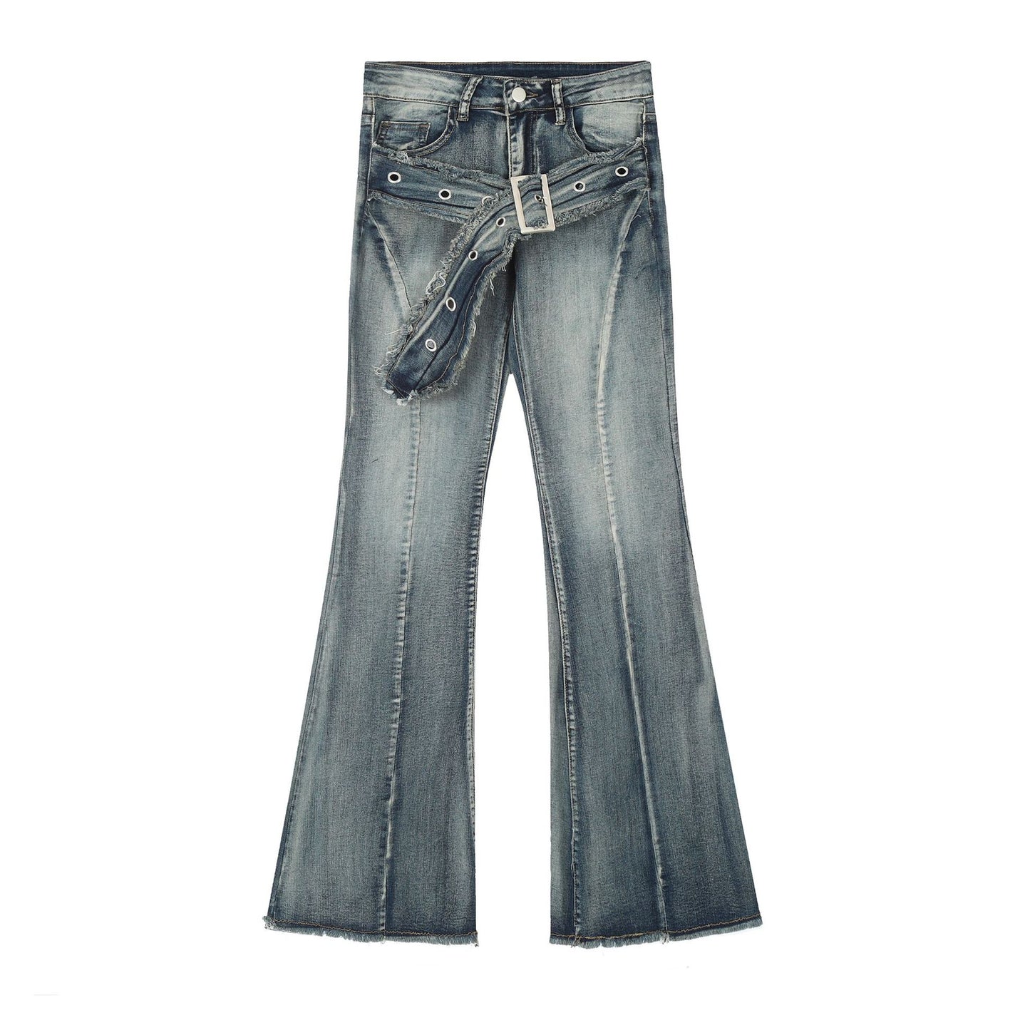 Pantalon en coton évasé pour femmes avec bord brut