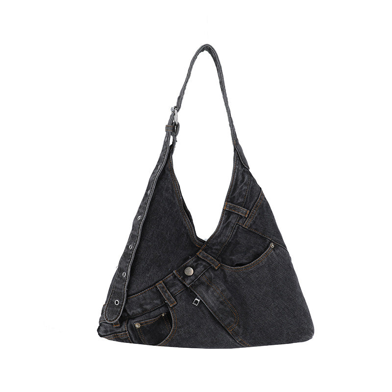 Sac cabas en toile denim avec bandoulière