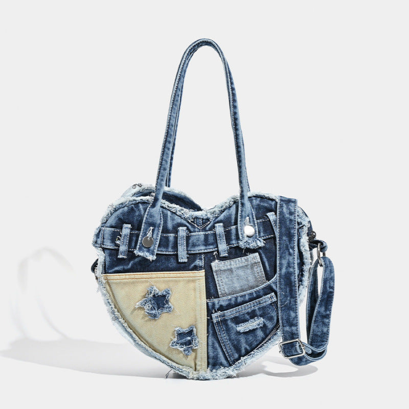 Sac bandoulière en denim avec motif Love